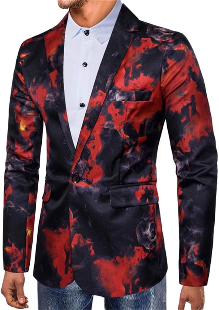 Mens Suit Jacket Slim Fit Printed One Button Floral Casual Blazer Sports Coat at  Men’s Clothing store