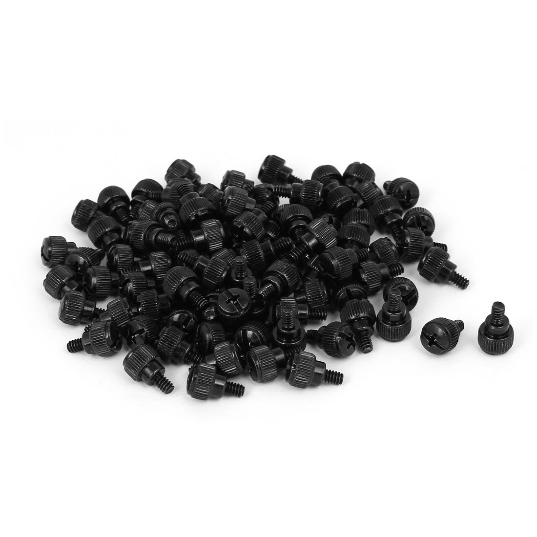 Sourcingmap Computer PC Case 6#-32 Black Zinc Plated Knurled Phillips Head Thumb Screw 100pcs