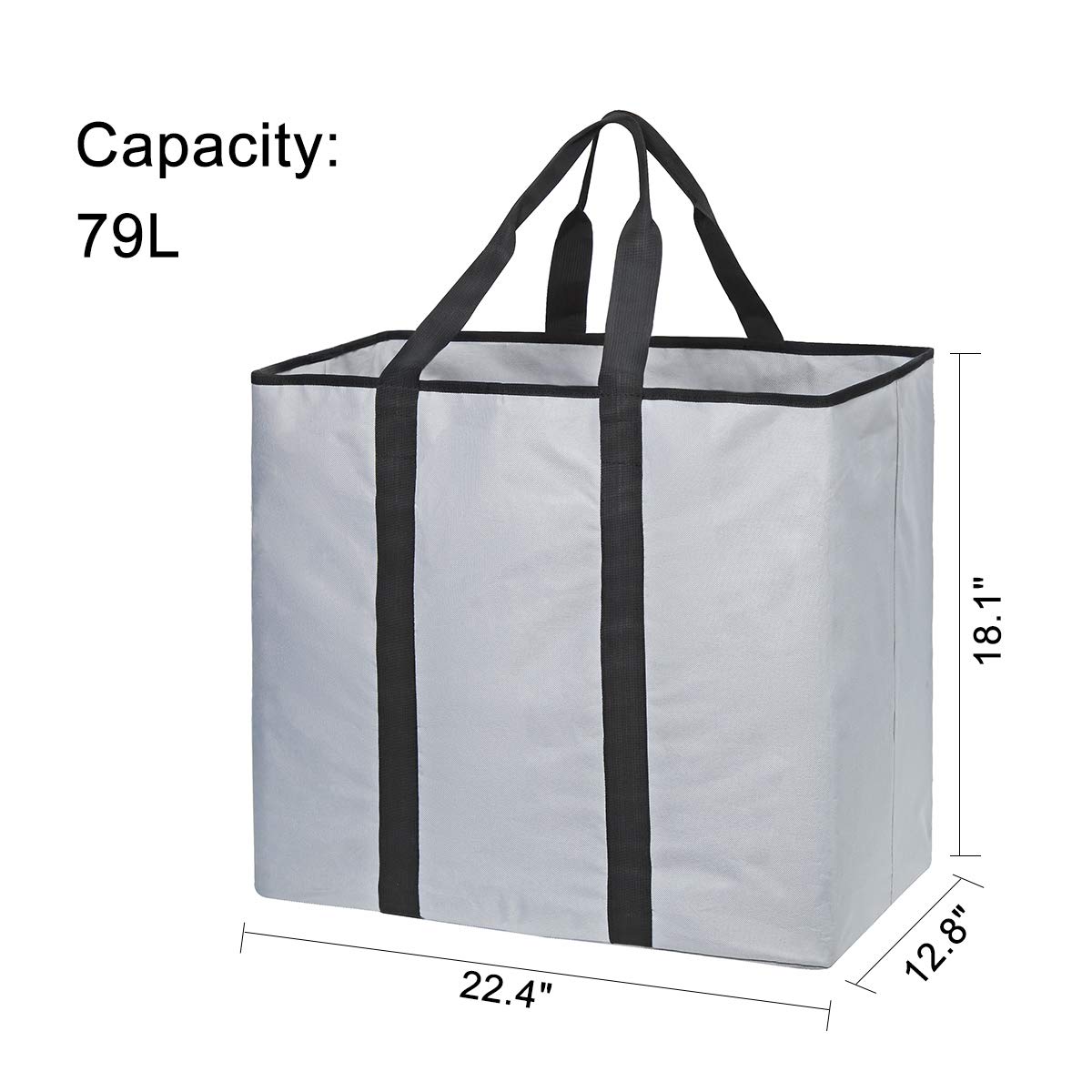 WISHPOOL Extra Large Laundry Basket Shopping Tote Bag Collapsible Laundry Hamper Handles Foldable Laundry Bags Standing Dirty Clothes Storage Organizer (Light Grey)