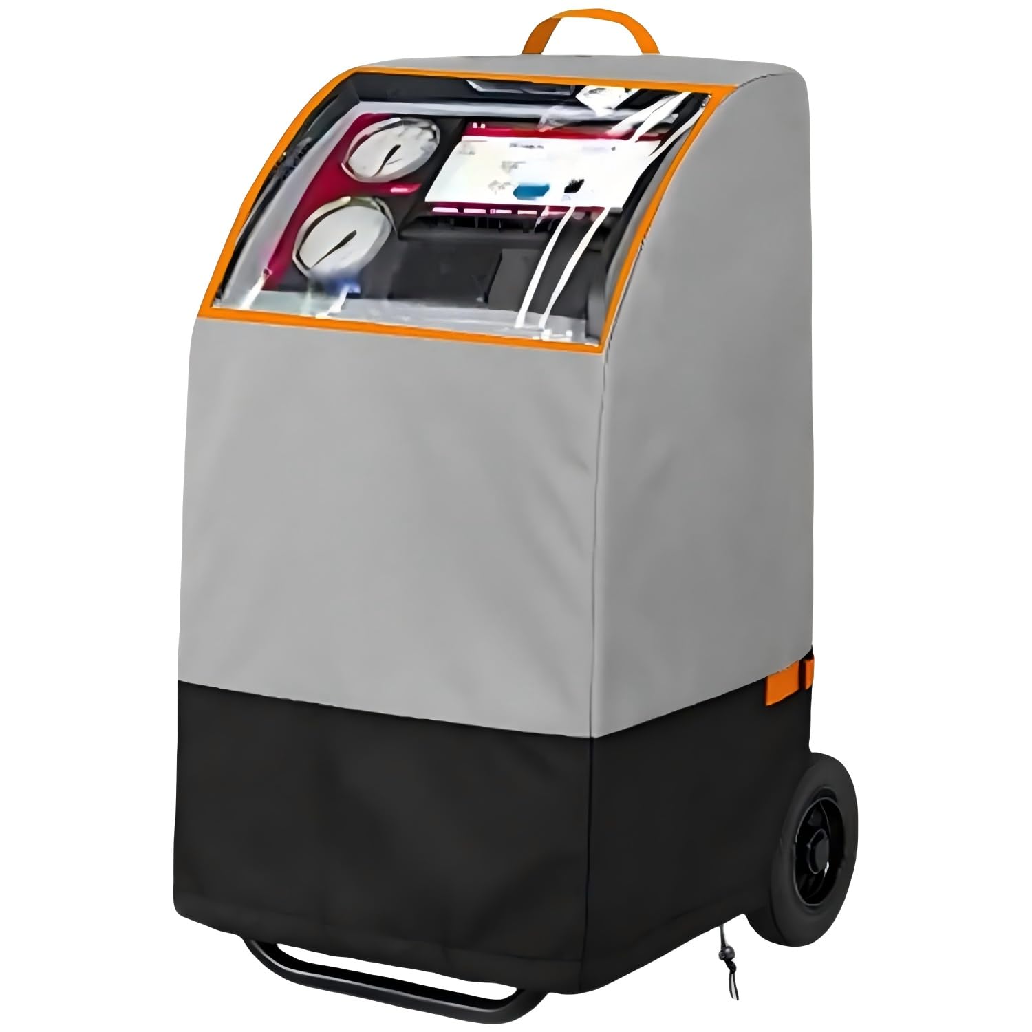 Photo 1 of Cover for Robinair A/C RRR Machine with Window – Fits 34288NI, 34788NI, 34988NI, AC1234-4, AC1234-9, Premier R-134a – 420D Silver-Coated Dust Cover, Reflective Trim, Drawstring, Windproof Strap
