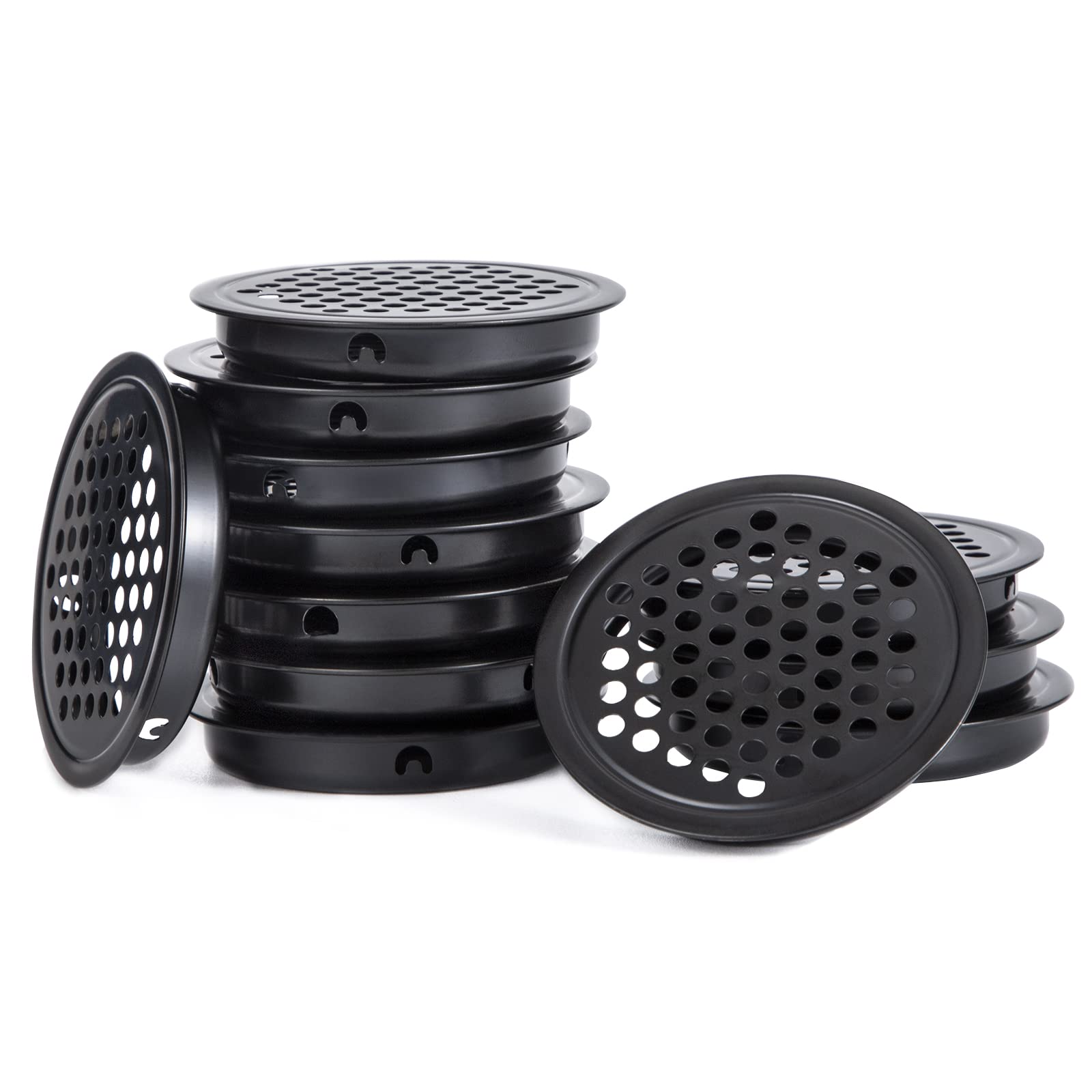 Black Ventilation Grille Stainless Steel Ventilation Hole 53 mm Round Ventilation Hole for Cabinets Kitchen Bedroom Offices Pack of 12