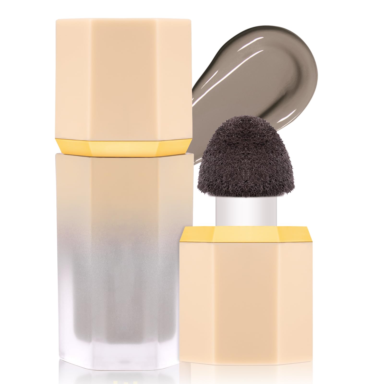 Liquid Contour Stick, Cream Bronzer Contour Stick, Waterproof Liquid Bronzer Stick Face Makeup With Cushion Applicator, Long Lasting Face Cream Contour for Natural Bronzed Looking (#02 Shade Grey)