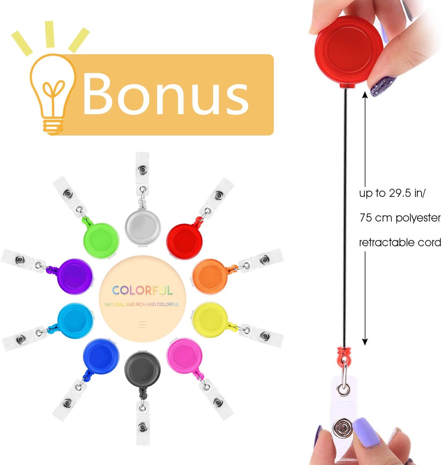 10 Pack Heavy Duty ID Badge Holder with 10 Pack Badge Holder Clip by Elimoons, Hard Plastic Clear Holder with Thumb Slots - Holds 2 Card : Office Products