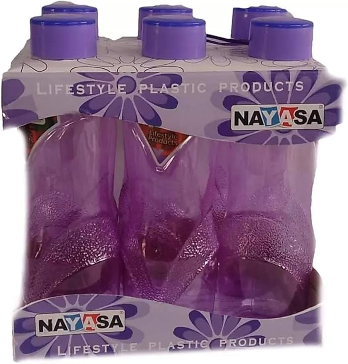 Nayasa Plastic Water Bottle, 1000ml, Set of 6, Multicolour Amazon.in