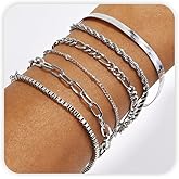 VIBILIA Dainty Gold Chain Bracelet for Women Trendy Stackable Adjustable Layered Metal Bracelet Gold Plated Twist Link Figaro Chain Paperclip Bracelets Fashion Jewelry