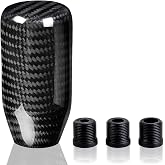 muge racing Carbon Fiber Shift Knob Long Modified Carbon Fiber Stand Head Gear Shift Knobs for Most Automobile with 3 Adapters (Carbon Fibers-Long, Black)