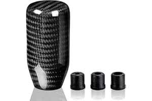 muge racing Carbon Fiber Shift Knob Long Modified Carbon Fiber Stand Head Gear Shift Knobs for Most Automobile with 3 Adapters (Carbon Fibers-Long, Black)