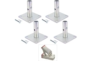 LIISAHO 5 in x 5 in x 1-5/16 in OD Galvanized Scaffold Base Plates Silver (4 Pack)