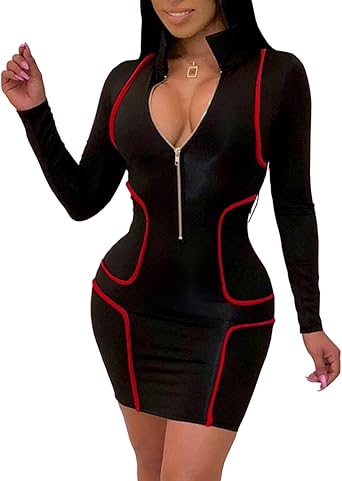 zipper front bodycon mini dress