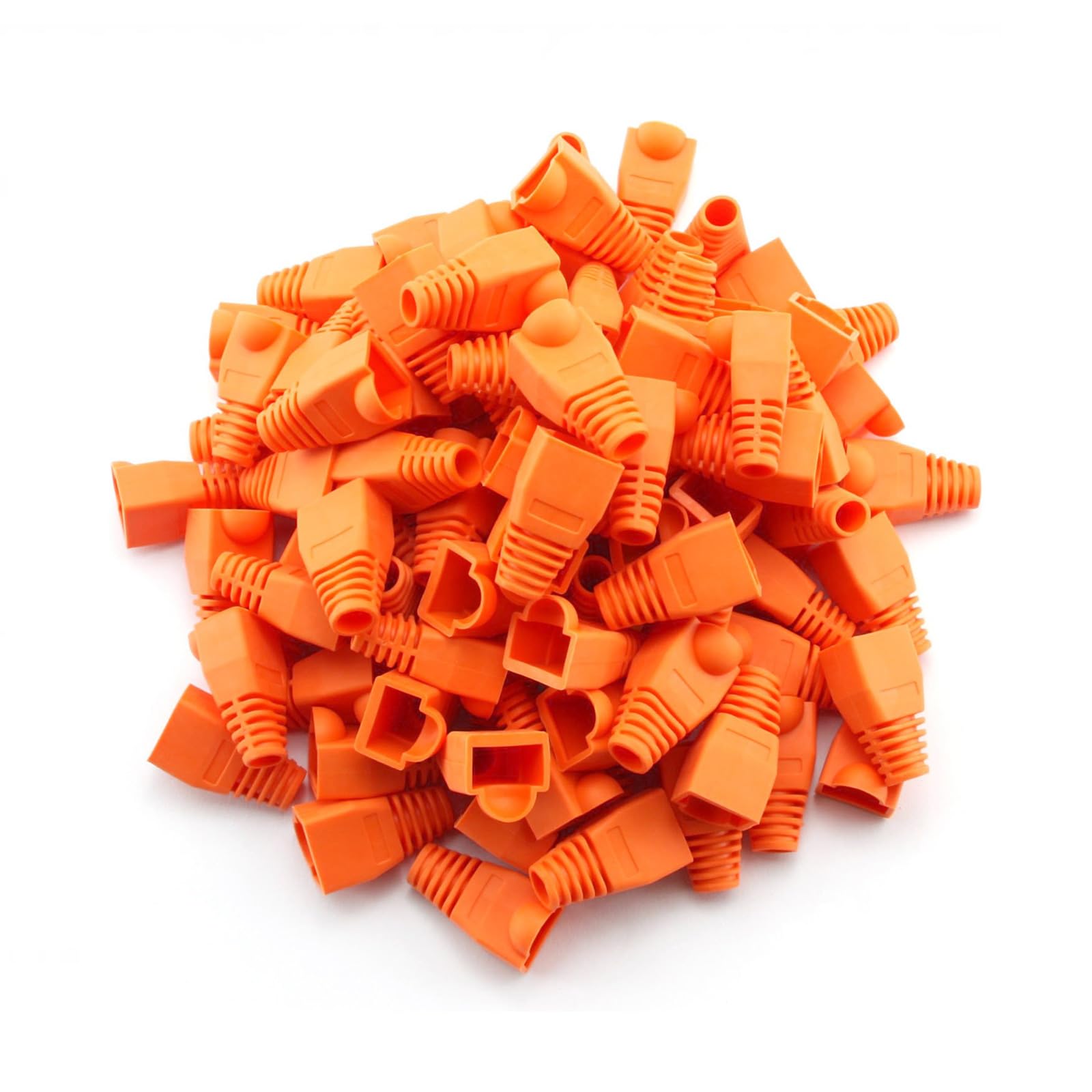 Soft Plastic Ethernet RJ45 Cable Connector Boots Cover Strain Relief Boots CAT5 CAT5E CAT6 CAT6E 100PCS by Copapa (Orange)