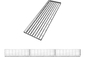 Natotela Galvanized Steel Stair Treads-31.5x9.5in Rectangle Metal Bar Grating Stair Treads,3 Pack Total Length 94.5in,Anti Sl