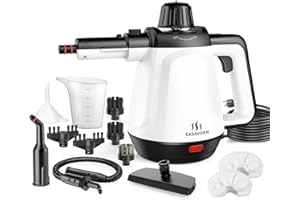 CASAVORN 1200W Handheld Steam Cleaner for Home, Powerful Natural Multi‑Surface Steam Cleaner with 12 Accessories, 13.5oz Pressurized Steamer for Deep Cleaning Tile, Grout, Showers, Bathrooms, Kitchens & Car