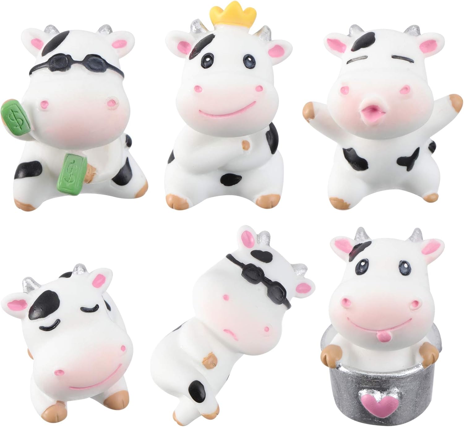 YARNOW 6pcs Miniature Cow Figurines Feng Shui Desk Decor 2021 Chinese Zodiac Ox Cow New Year Car Dashboard Decoration Wealth Lucky Figurine Chinese New Year Gift（Random Style): Kitchen & Dining