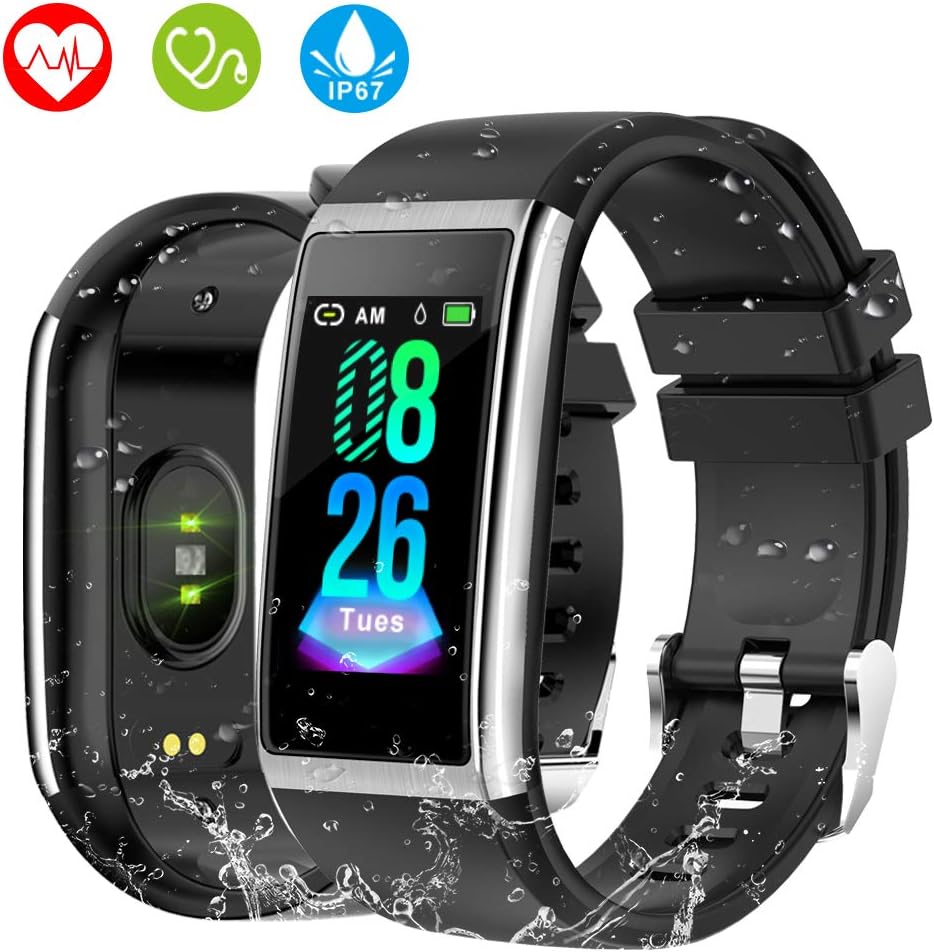 HOLALEI Fitness Tracker, Activity Tracker Watch with Heart Rate Monitor, Blood Pressure Monitor, 1.14 Inch LCD Color Screen Smart Watch, IP67 Waterproof Smartwatches for Women and Men