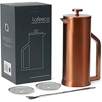 Lafeeca French Press Coffee Maker - Stainless Steel Double Wall Vacuum Insulated - Large Thermal Brewer 34 oz 1000 ml…