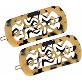 French Amie Swirls 2 ¼” Celluloid Handmade Snap Hair Clips for Women and Girls - 2 Pieces (White Tokyo)