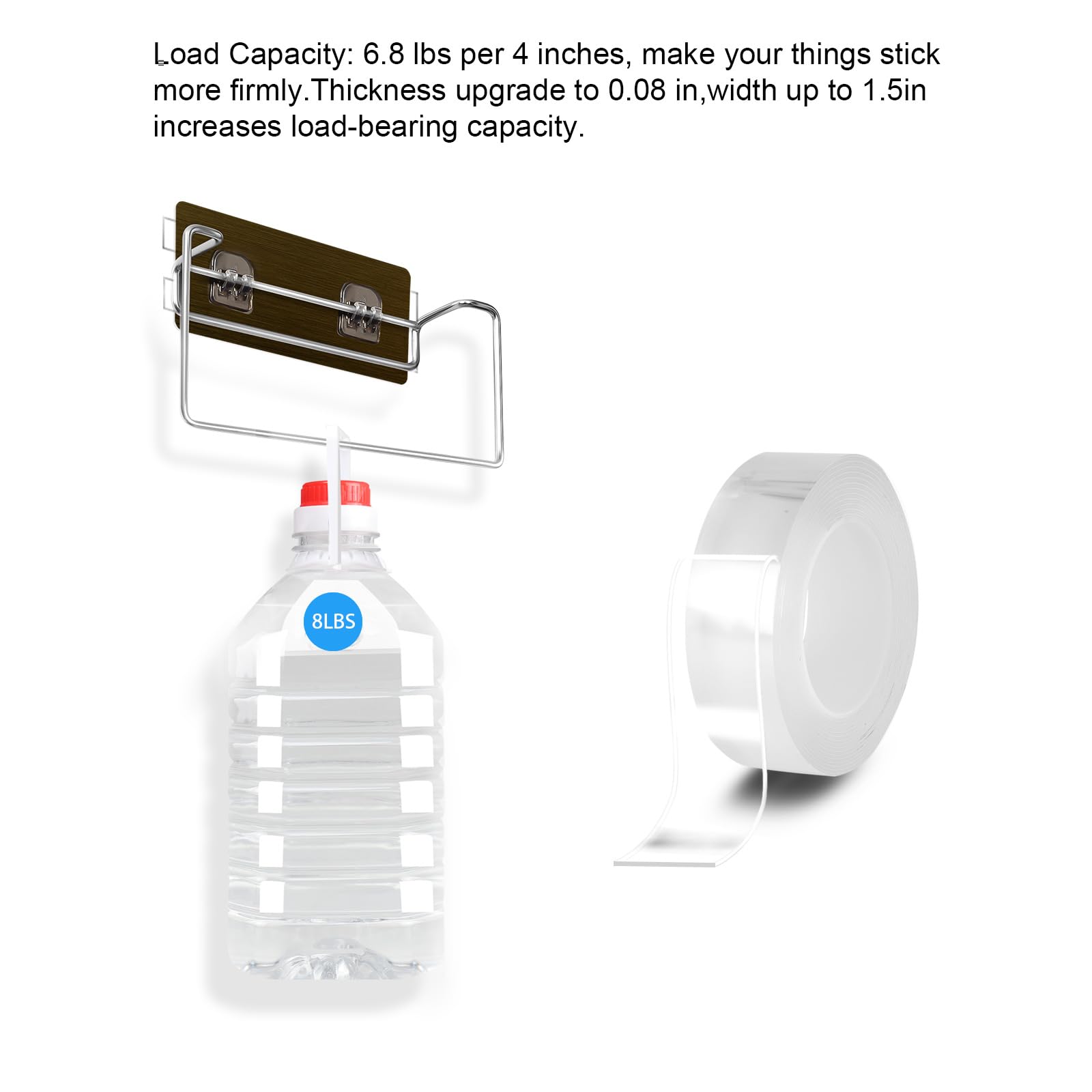 fdalas Double Sided Tape Heavy Duty Nano Tape,Extra Large 1.5In x 16.4 FT Clear Mounting Tape,Strong Grip Picture Hanging Strips,Removable Traceless Two Sided Adhesive Tape,Sticky Poster Carpet Tape