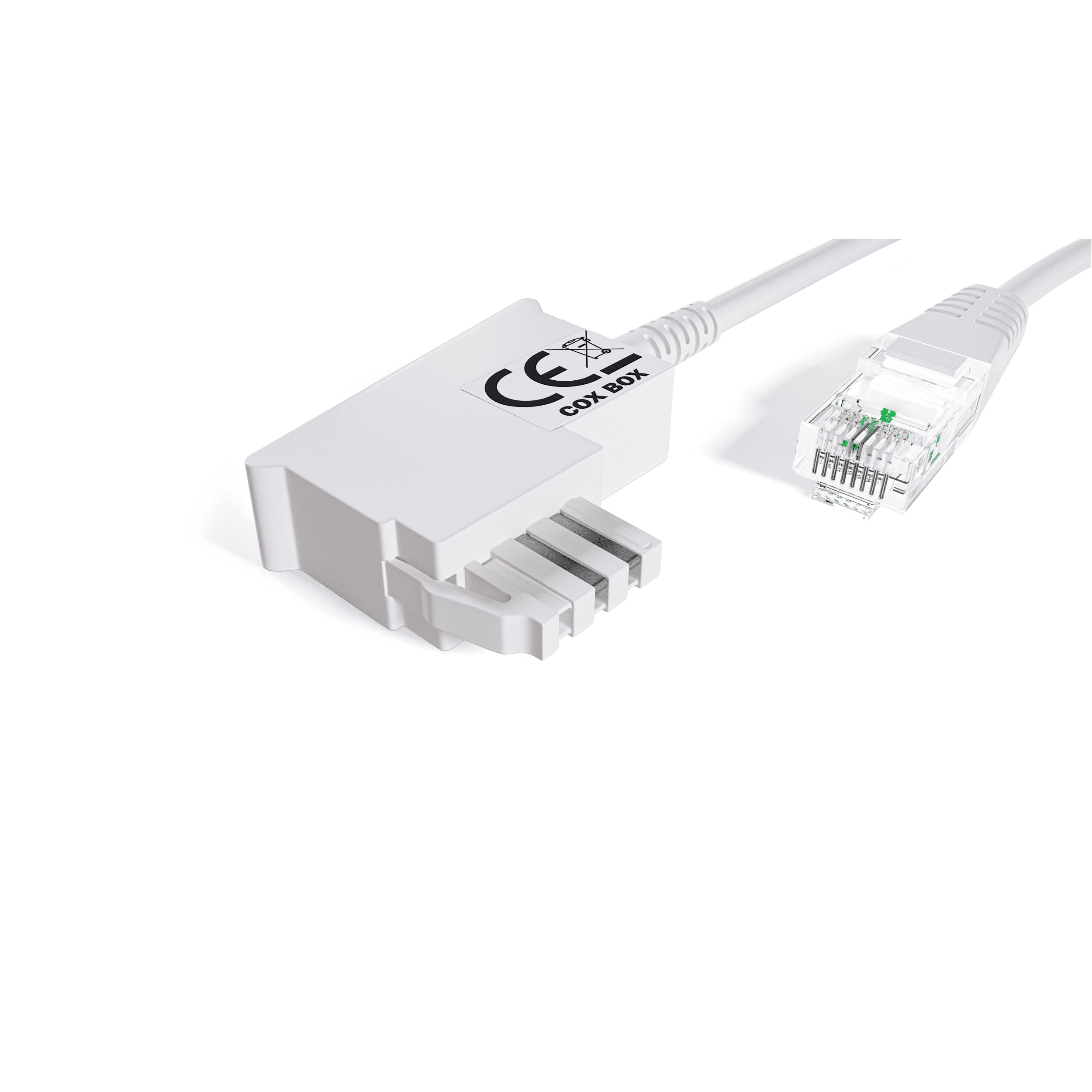 COXBOX 5 m DSL Cable Fritzbox, Speedport, Easybox - TAE Cable RJ45 White - VDSL ADSL WLAN Router Cable with Twisted Pair for a Reliable Connection