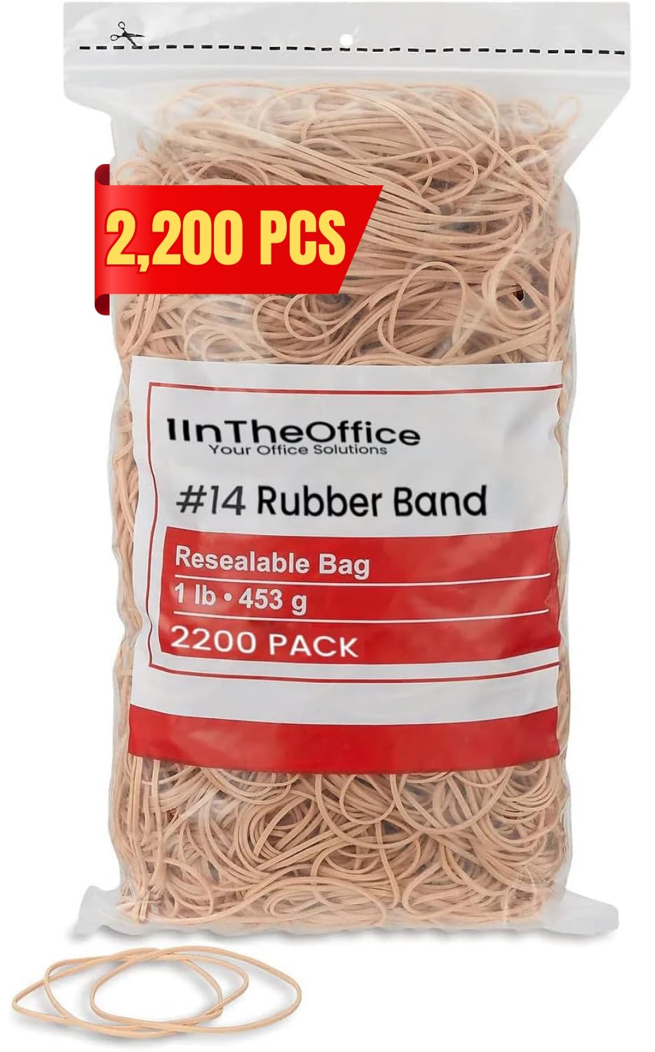 Photo 1 of 1InTheOffice Rubber Bands #14, Size14 Rubber Bands, Beige, 1 lb Box, (2,200/Pack)