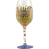 Designs by Lolita “Beach Girl” Hand-painted Artisan Wine Glass, 15 oz.
