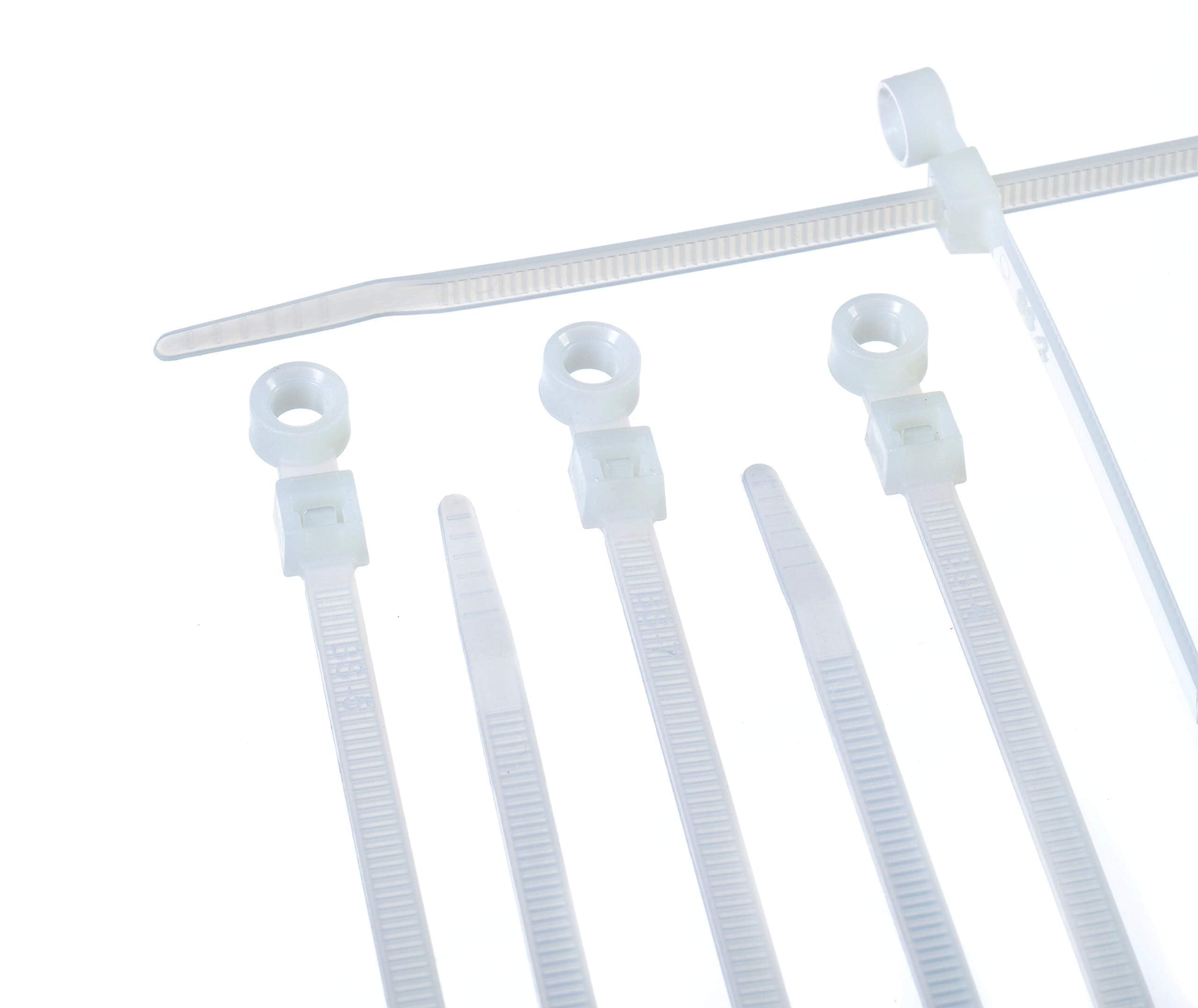 14 inch White Nylon Zip Ties - Strong Zip Tie, Wire Ties - Indoor and Outdoor Rated - Screw Mounting Hole, Zip Ties (Wire Ties, Cable Ties), 100 Pack - White - 14"