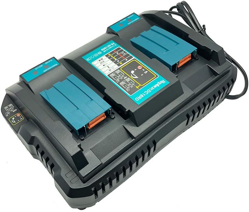 2x 18V 5.0Ah BL1850 B replacement battery with 4A 110V DC18RD Dual Quick Charger for Makita BL1830 BL1840 BL1850,Makita Radio DMR100 DMR102 DMR103B DMR104 DMR105 DMR108 DUR181Z DUC353Z DUH523Z - Image 3