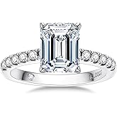 AnuClub Moissanite Engagement Ring, Total 4.3cttw D Color Round/Oval/Asscher Cut, 925 Sterling Silver Promise Anniversary Rings for Women, Elegant Gift Packed
