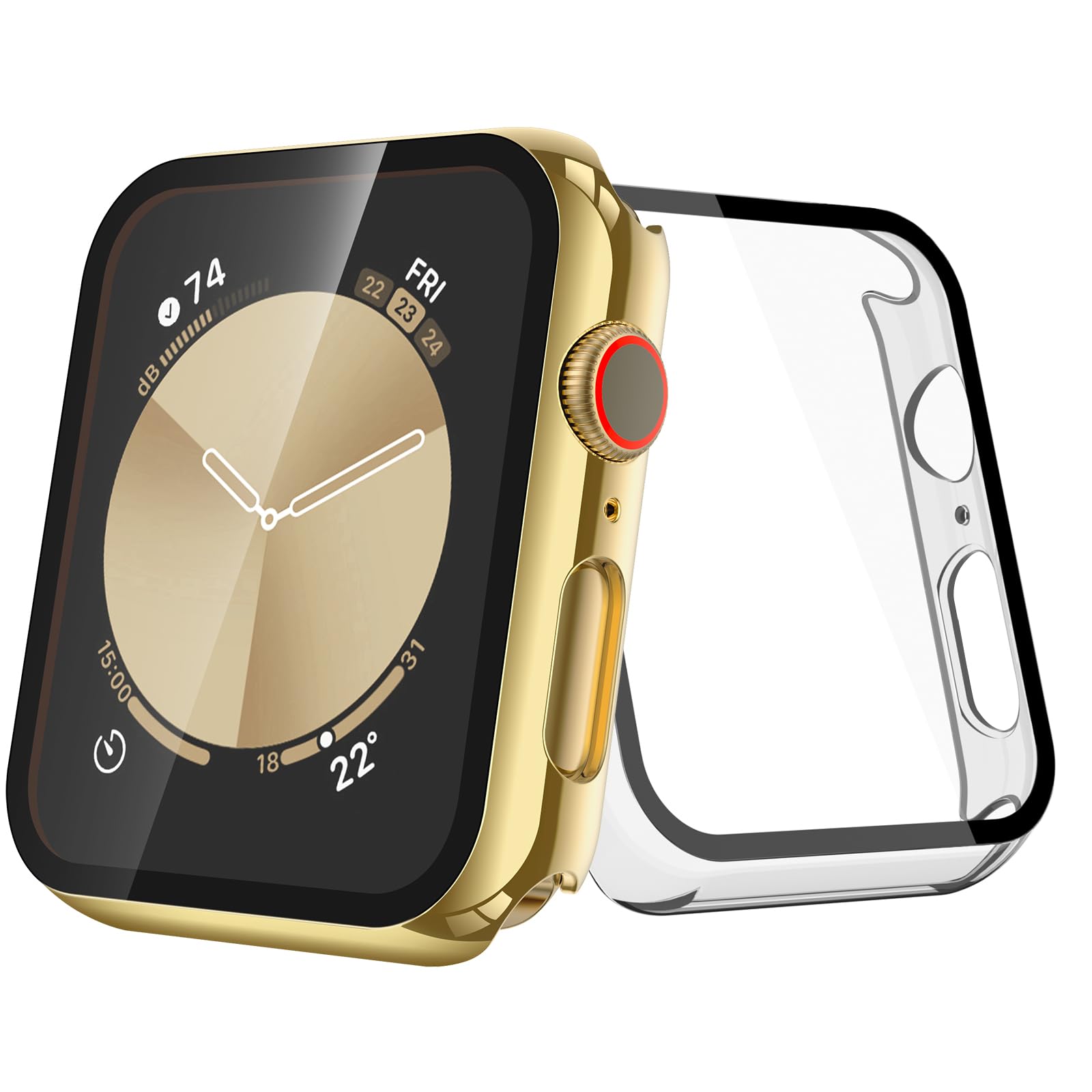 Photo 1 of [2-Pack] Julk 44mm Gold Cover with Screen Protector for New 2025 Apple Watch SE 3, 9H Tempered Glass with Slim Hard Protective Case for iWatch Series SE/6/5/4 44mm [1 Gold + 1 Transparent]