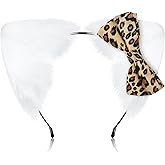 Canlierr Women Kitty Cat Ears Headband, Cat Bow Ears Kitty Bow Headband for Halloween Cosplay Birthday Party Costume