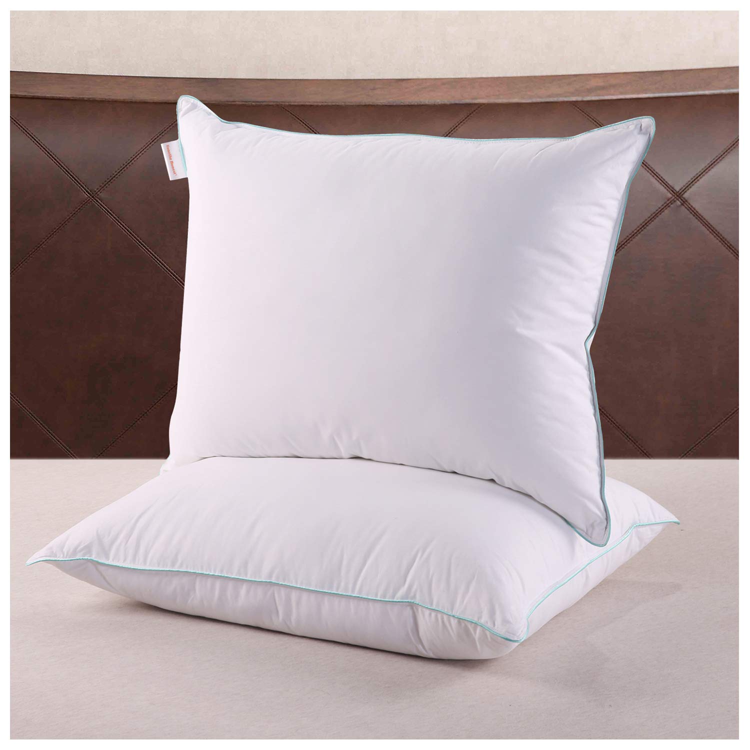 Homelike Moment Down Feather Pillows for Sleeping 2 Pack Feather Bed Pillow King Size Pillows Set of 2 100% Cotton Fabirc 20x36 Inch