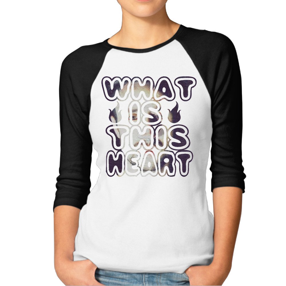 CEDAEI What Is This Heart How To Dress Well Fashion 3/4 Sleeve Shoulder T-shirts Black For Women Undershirts COOL