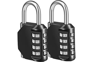 Fayleeko Combination Lock, 4 Digit Padlock for School Gym Sports Locker, Fence, Toolbox, Case, Hasp Cabinet Storage (2 Pack, Black)