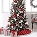 OurWarm 48 Inch Plaid Christmas Tree Skirt, Red and Black Buffalo Plaid Check Tree Skirt with Pom Pom, Double Layers Rustic Xmas Tree Skirt for Indoor Outdoor Holiday Christmas Decorations