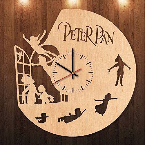 Peter Pan Eco Friendly Wood Wall Clock Get Unique Nursery Wall Decor Gift Ideas For Kids Children Teens Cartoon Unique Art Design Buy Online In Aruba At Aruba Desertcart Com Productid
