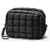 Unilily Quilted Makeup Bag Puffy Cosmetic Bag Cute Puffer Travel Toiletry Bag for Women, Small Makeup Pouch for Purse Quilted Cosmetic Pouch for Essentials Toiletries, Gift for Women, Girls