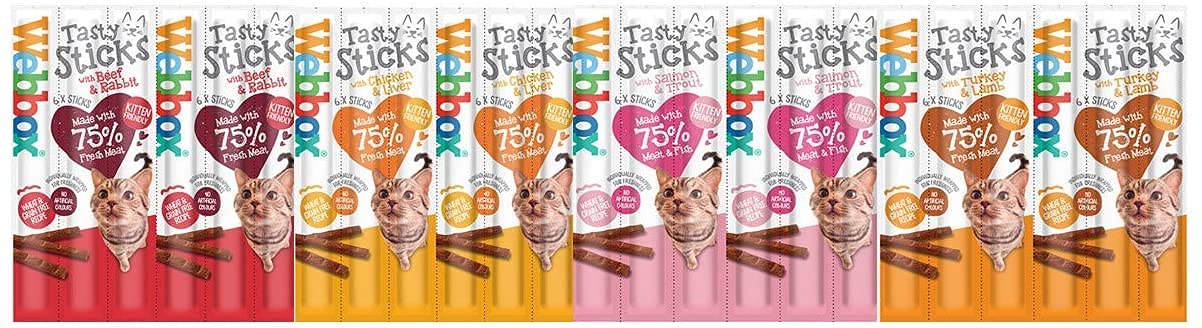 Webbox Cats Delight Tasty Sticks Chews Treats Variety Pack 12 x 6 (72 Sticks)