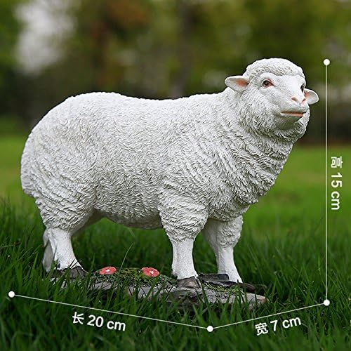 QHYT Garden Lifelike Decorations Lifesize Animal Statue Imitation Sheep White with Base