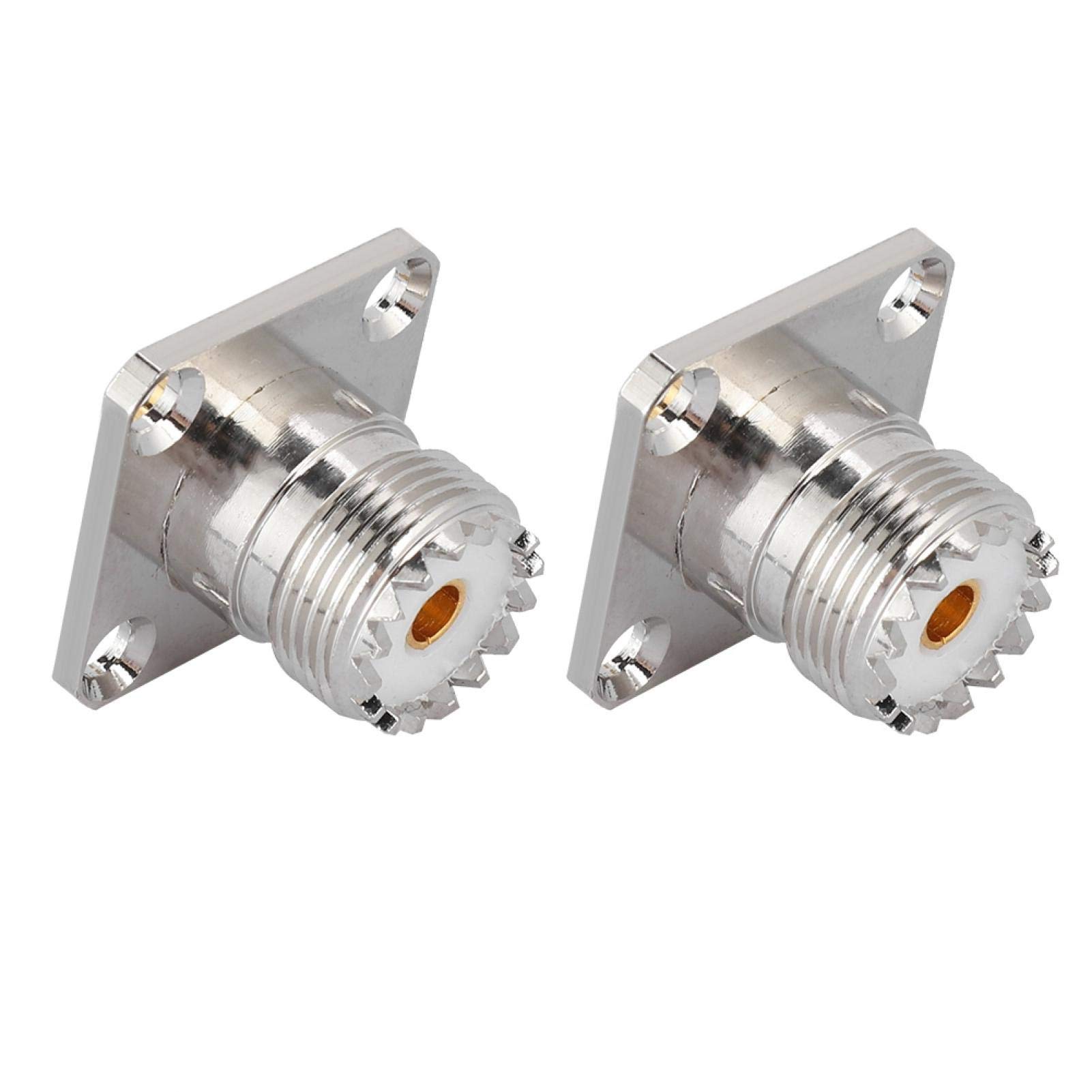 2PCS Adapter Connector, UHF Female SO239 4 Hole Socket, High Frequency And Low Loss, for Coaxial Cables, Wi-Fi Radio External Antennas