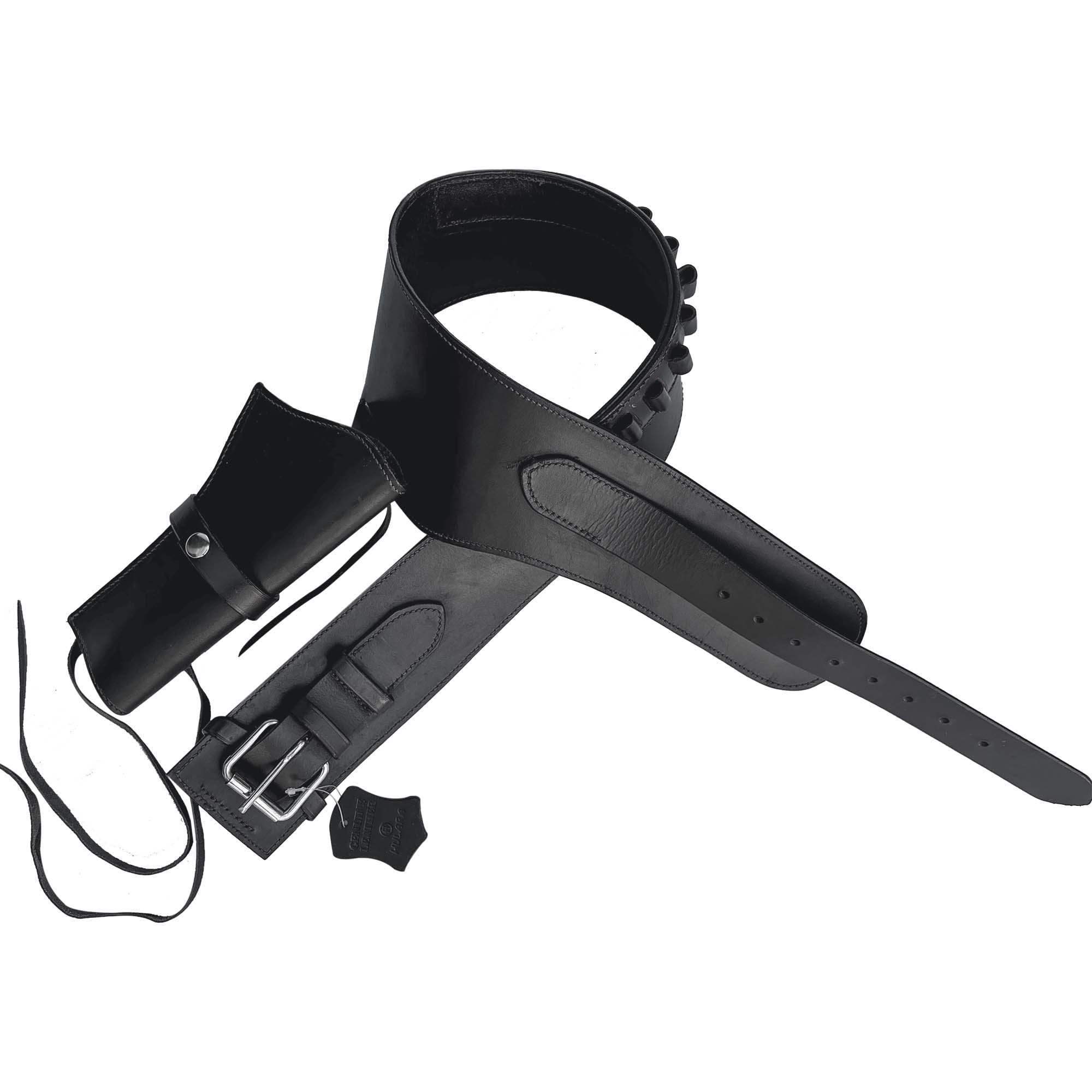 Hulara Western Holster 44/45 Caliber Cowboy Leather Holster Belt Long Barrel Gun Full Grain Buff Leather Heritage Rough Rider Holster for Men, Black Right Side, Size-1(34-36 Inch)