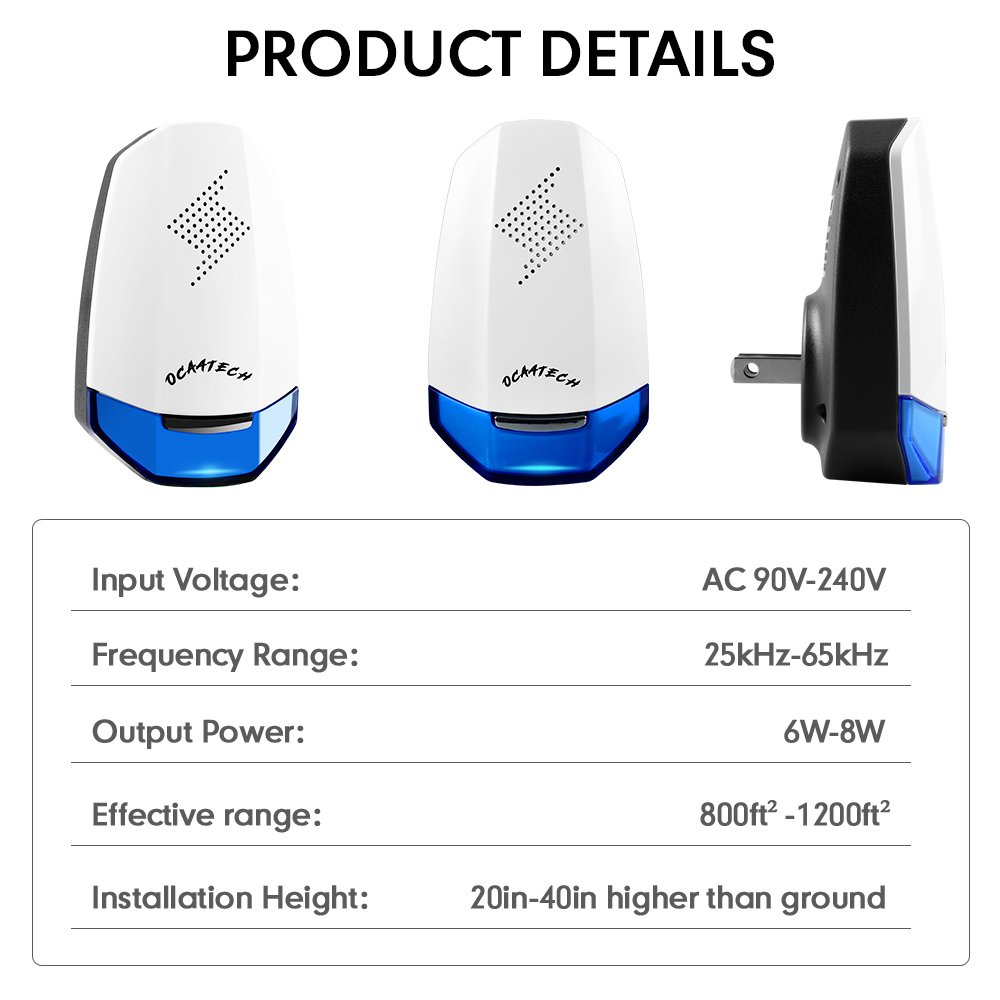 Ocaatech Ultrasonic Pest Repellent Electronic Pest Repeller 6 Packs