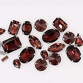 Sew on Rhinestones with Claws, Burgundy Rhinestone Mixed Shapes Glass Rhinestones for Crafts, Costume, Shoes, Jewelry Making, Rings, Bracelets, Earrings, Necklaces, Belt(20 pcs)