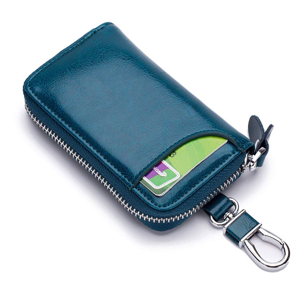 Leather Car Keychain Key Holder Key Wallet, Key Holder Wallet, Multi-Functional Zipper Key Case Wallet 6 Colors for Choice