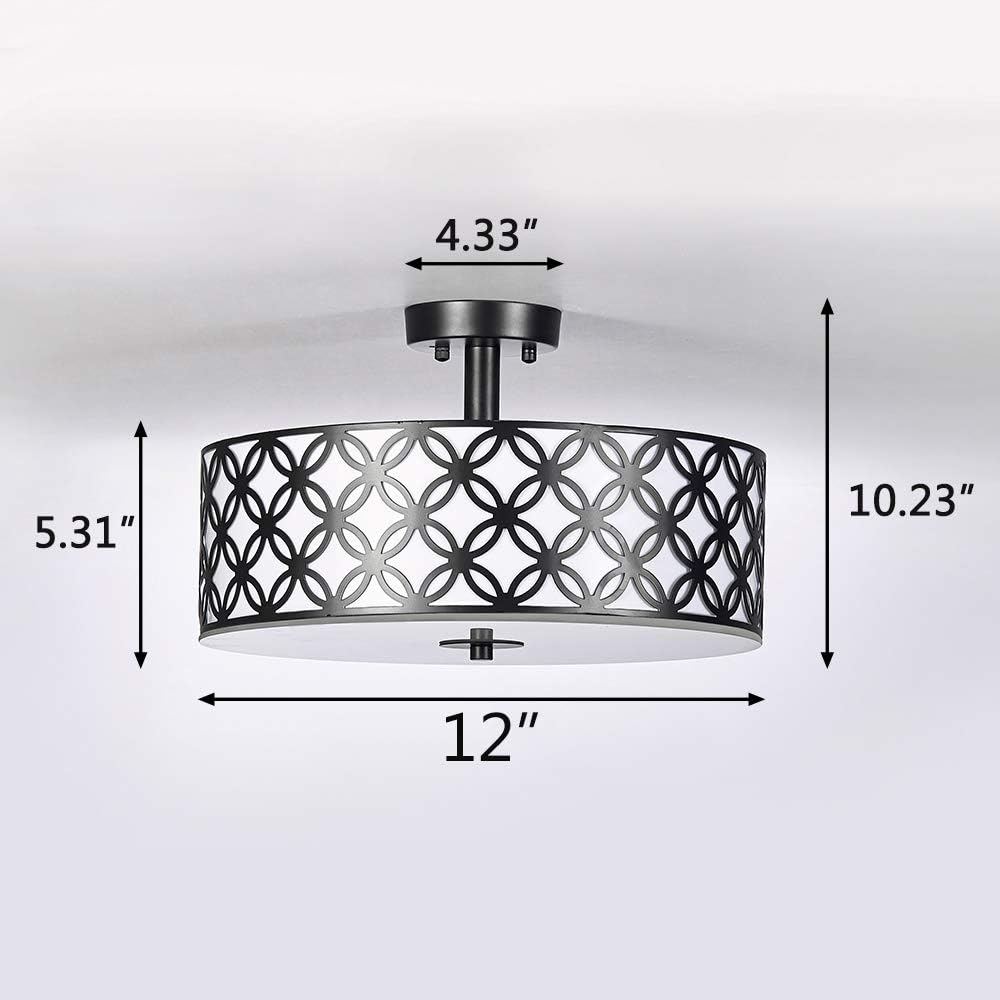 SOTTAE Luxurious Living Room Bedroom Ceiling lamp Black Bronze Glass Diffuser Chrome Finish Flush Mount Ceiling Light,Modern Ceiling Light Fixture 12": Home Improvement