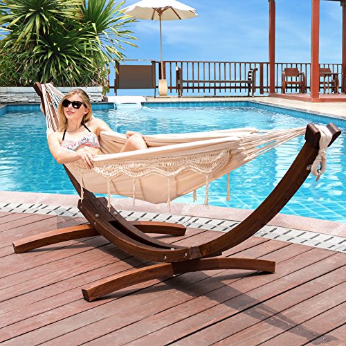 Lazydaze Hammocks 12feet Wood Arc Hammock Stand And Canvas Fabric