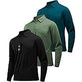 ZITY 3 Pack Long Sleeve Polo Shirts for Men with Pocket Moisture Wicking Outdoor Workwear Office Casual Collared Shirts Fall