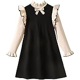 Milumia Girl's Ruffle Long Sleeve Sweater Dress Bow Mock Neck A Line Short Fall Dresses