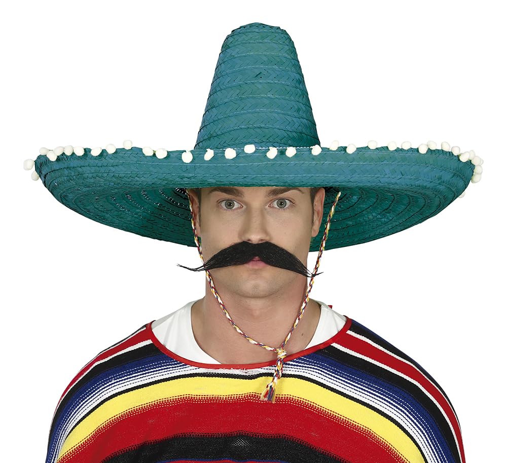 FIESTAS GUIRCA | Mexican Straw Hat (23.6 in) - Party Accessory for Summer Celebrations and Graduations - Ideal for Mexican-themed Events and Fancy Dress Parties - Adult Unisex - Green