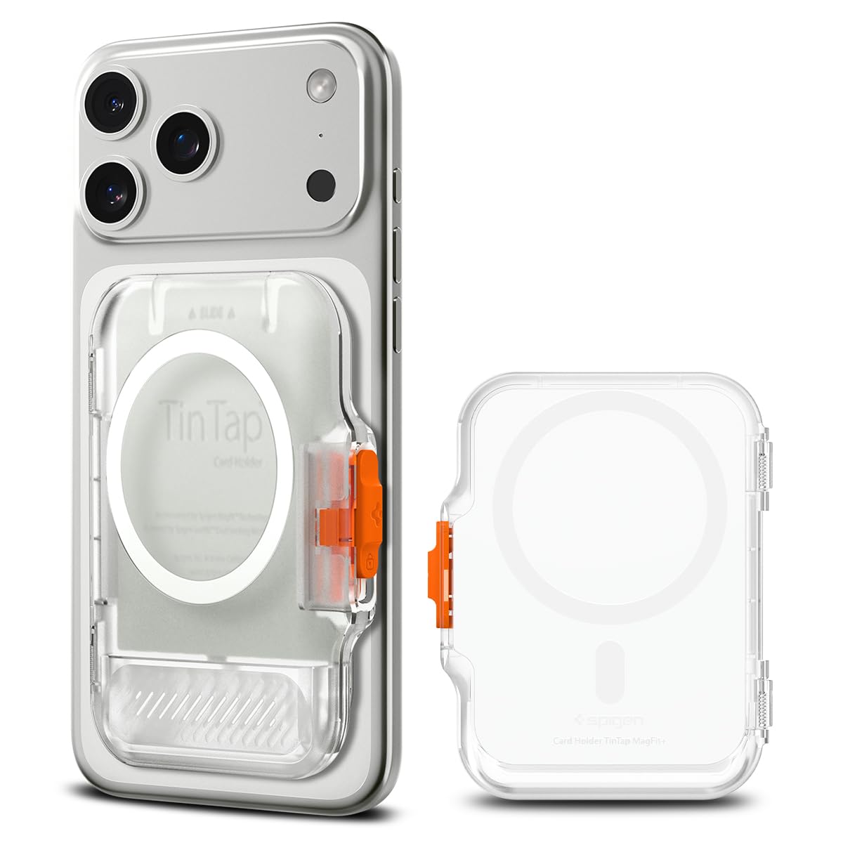 Spigen TinTap MagFit Magnetic MagSafe Wallet Card Holder 5-Cards Compatible with iPhone 17/16/15/14/13/12 Series and PixelSnap Cases for Pixel 10 Series - Frost Clear