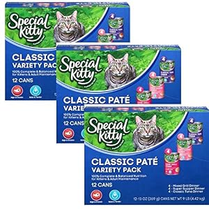 Image of Special Kitty Classic Pate Variety Pack Wet Cat Food, 13-Ounce Cans (3-Pack of 12)