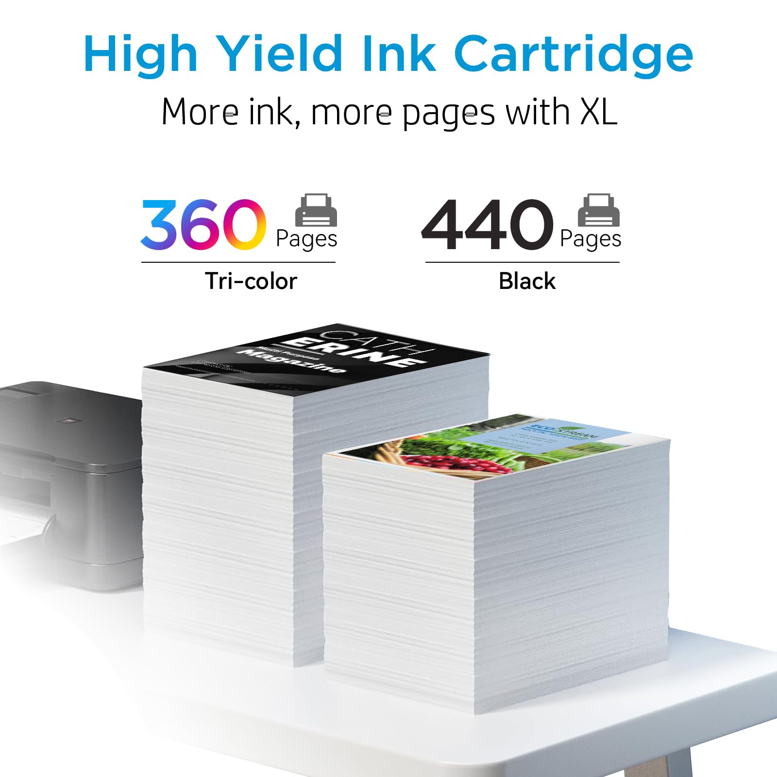 67XL Printer Ink Compatible for HP 67XL Ink Cartridges Black Color Combo Pack Compatible for HP Ink 67 Fit for DeskJet 2700e 2700 2855e 2827e 2755e 2755 4155e 4255e for Envy 6000 6055e 6400 Printer